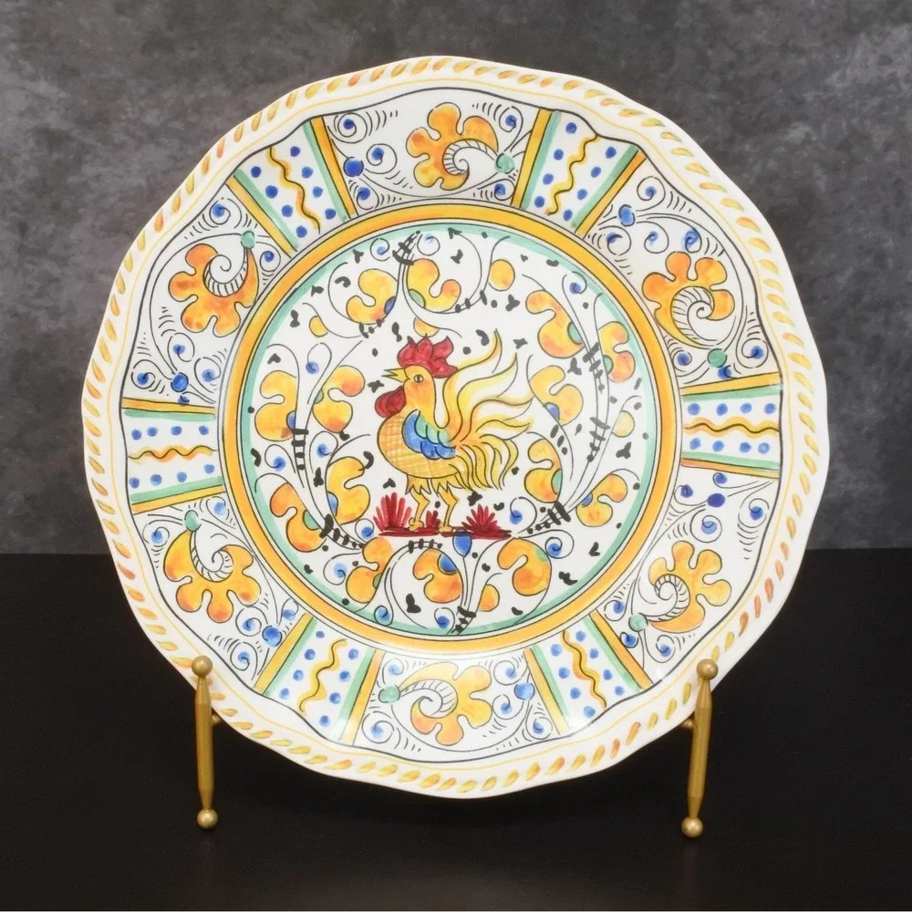 Le Cadeaux Rooster Pattern Melamine Dinner Plate Set of 6
